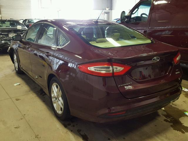 3FA6P0HR2DR137817 - 2013 FORD FUSION MAROON photo 3