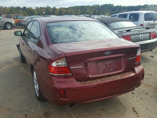 4S3BL626497226969 - 2009 SUBARU LEGACY 2.5 MAROON photo 3