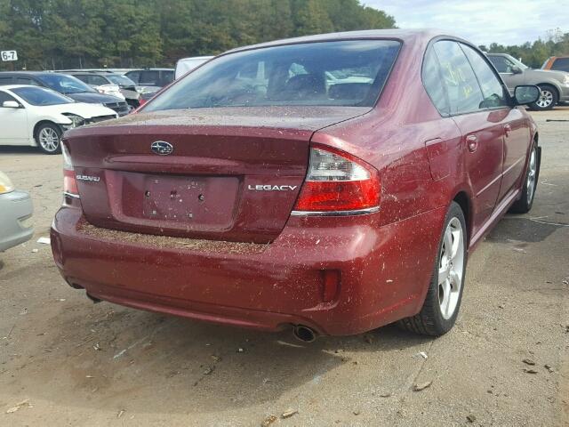 4S3BL626497226969 - 2009 SUBARU LEGACY 2.5 MAROON photo 4