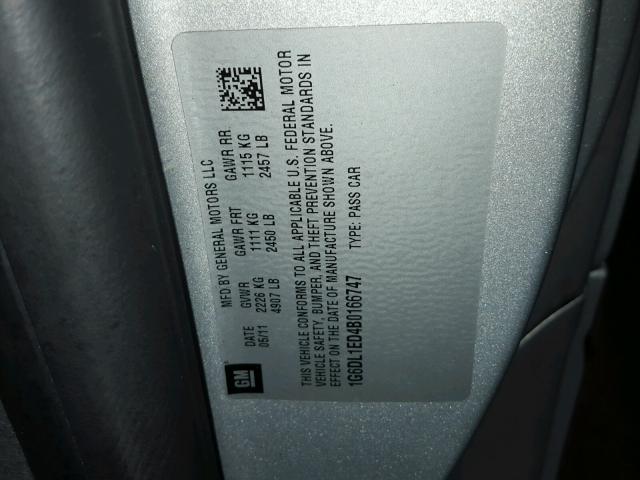 1G6DL1ED4B0166747 - 2011 CADILLAC CTS PERFOR فضي صورة 10