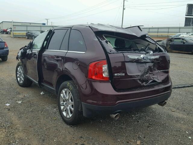 2FMDK3KC2BBA43384 - 2011 FORD EDGE LIMIT BURGUNDY photo 3