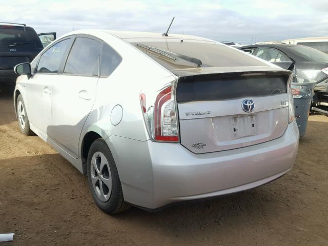 JTDKN3DU9D1629619 - 2013 TOYOTA PRIUS SILVER photo 3