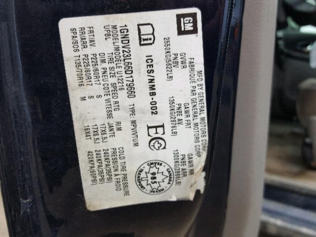 1GNDV23L66D179660 - 2006 CHEVROLET UPLANDER L 蓝色 照片 10