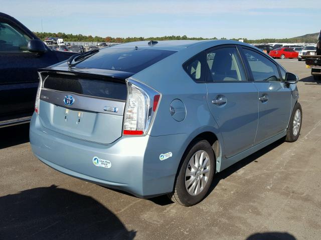 JTDKN3DP2F3069301 - 2015 TOYOTA PRIUS PLUG GREEN photo 4