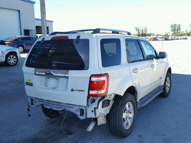 1FMCU49339KA86388 - 2009 FORD ESCAPE HYB WHITE photo 4