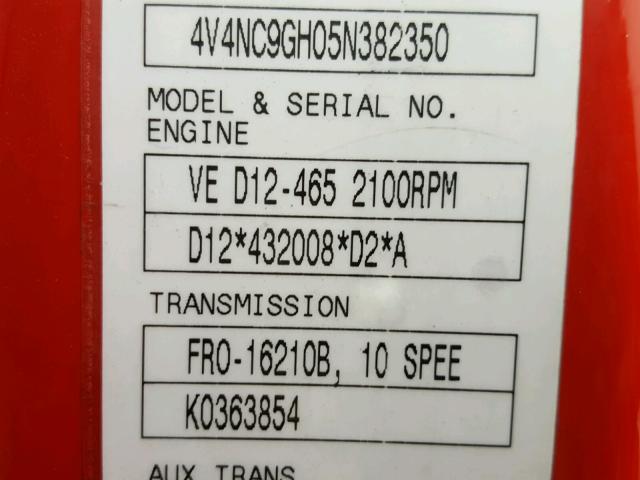 4V4NC9GH05N382350 - 2005 VOLVO VN RED photo 10