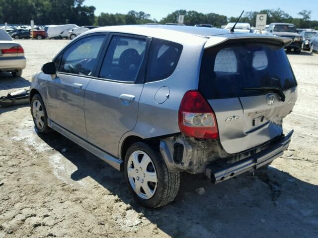 JHMGD386X7S022369 - 2007 HONDA FIT S GRAY photo 3