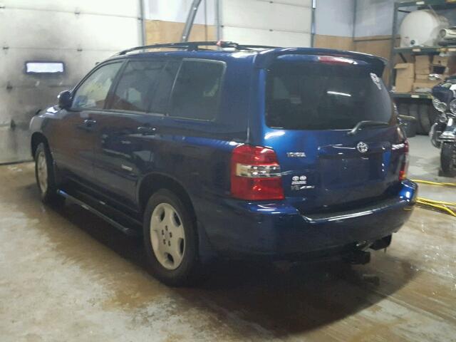 JTEEP21A770221959 - 2007 TOYOTA HIGHLANDER BLUE photo 3