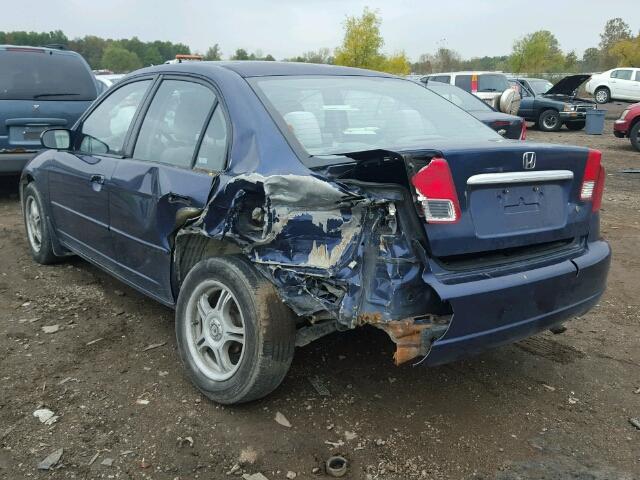 2HGES26703H614614 - 2003 HONDA CIVIC EX BLUE photo 3