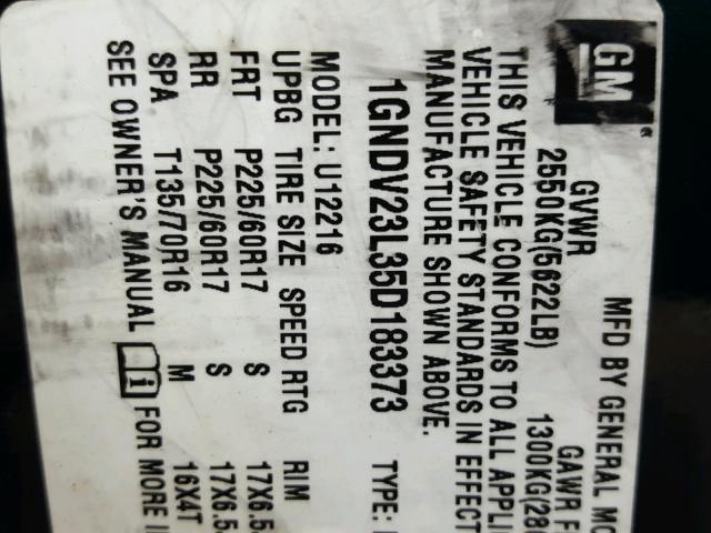 1GNDV23L35D183373 - 2005 CHEVROLET UPLANDER L მწვანე ფოტო 10