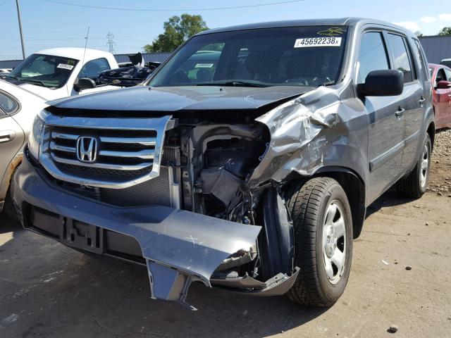 5FNYF4H26CB014165 - 2012 HONDA PILOT LX GRAY photo 2