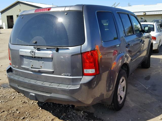 5FNYF4H26CB014165 - 2012 HONDA PILOT LX GRAY photo 4