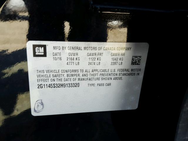 2G1145S32H9133320 - 2017 CHEVROLET IMPALA PRE 黑色 照片 10