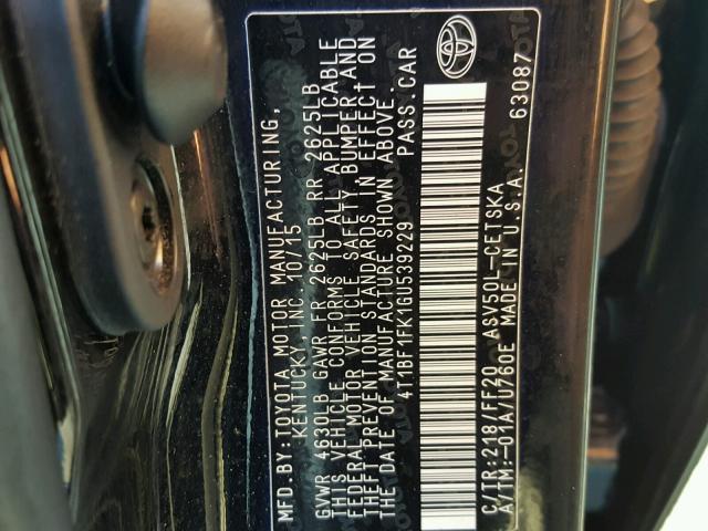 4T1BF1FK1GU539229 - 2016 TOYOTA CAMRY LE 黑色 照片 10