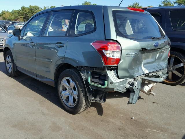 JF2SJAAC2FH540062 - 2015 SUBARU FORESTER 2 GREEN photo 3