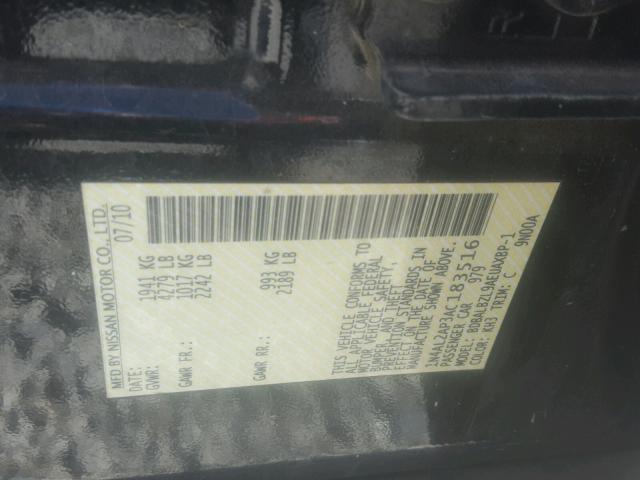 1N4AL2AP3AC183516 - 2010 NISSAN ALTIMA BLACK photo 10