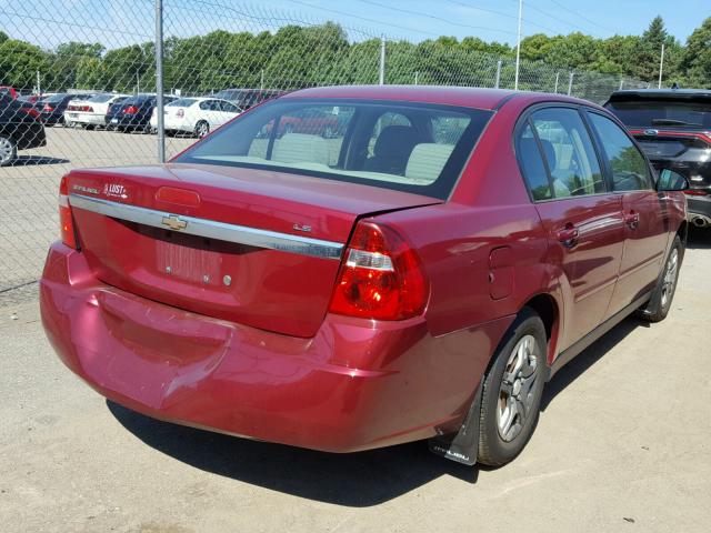 1G1ZS57F37F131786 - 2007 CHEVROLET MALIBU LS MAROON photo 4