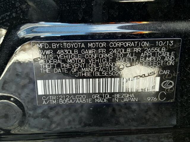 JTHBE1BL5E5029705 - 2014 LEXUS GS 350 BLACK photo 10