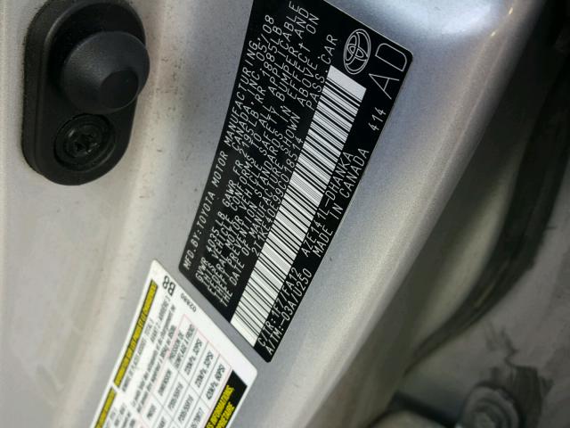 2T1KE40E99C018514 - 2009 TOYOTA COROLLA MA SILVER photo 10