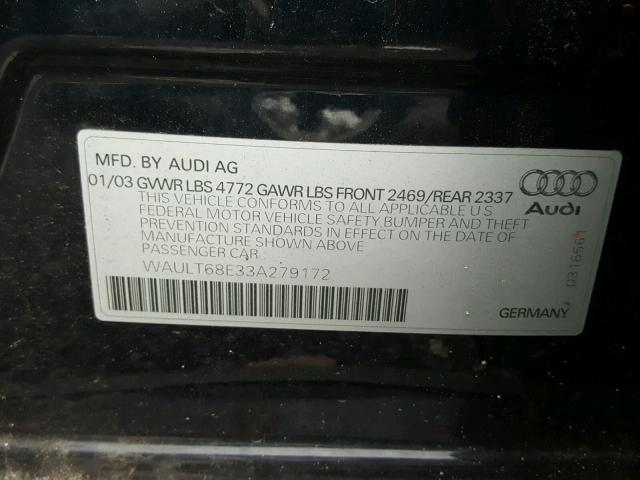 WAULT68E33A279172 - 2003 AUDI A4 3.0 QUA BLUE photo 10