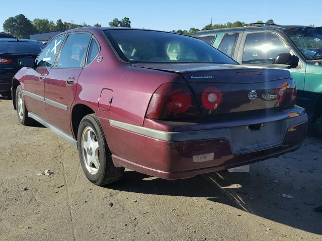 2G1WF52E349168962 - 2004 CHEVROLET IMPALA BURGUNDY photo 3