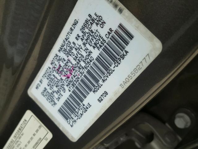 4T1BE32K13U760540 - 2003 TOYOTA CAMRY GRAY photo 10