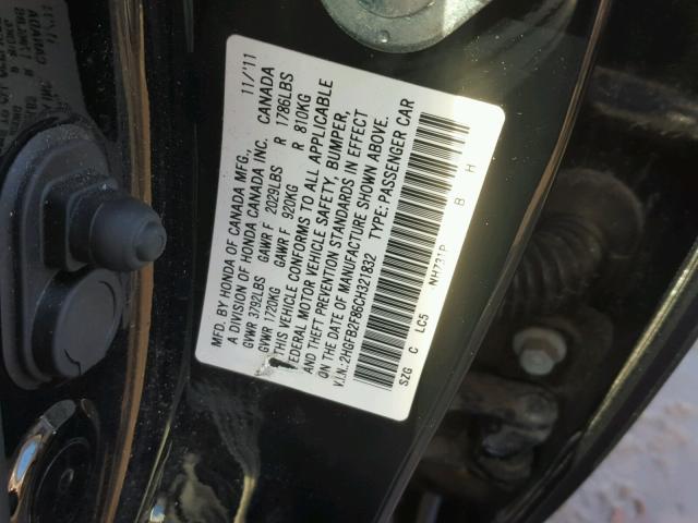 2HGFB2F86CH321832 - 2012 HONDA CIVIC EX 黑色 照片 10