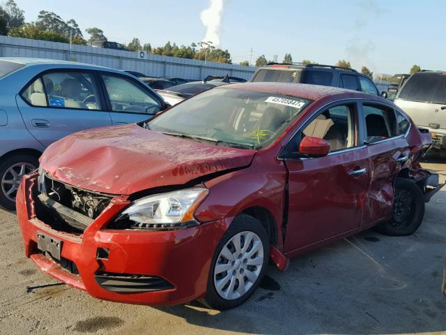 3N1AB7AP6EY280591 - 2014 NISSAN SENTRA S RED photo 2