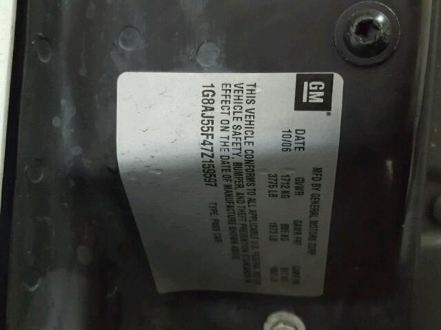 1G8AJ55F47Z159597 - 2007 SATURN ION LEVEL WHITE photo 10