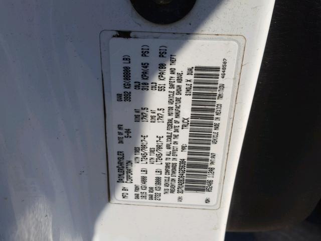 3D7KA28D64G256384 - 2004 DODGE RAM 2500 S WHITE photo 10