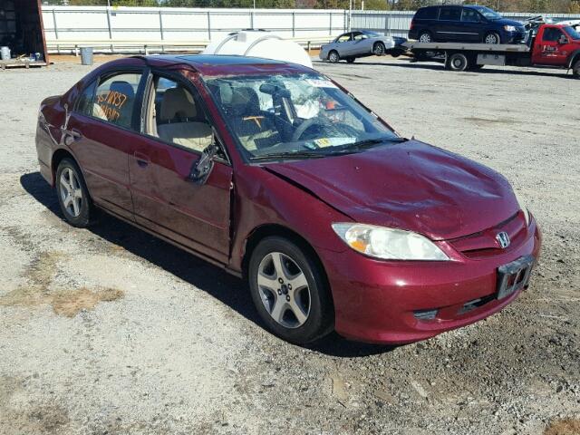 2HGES26704H602223 - 2004 HONDA CIVIC EX BURGUNDY photo 1