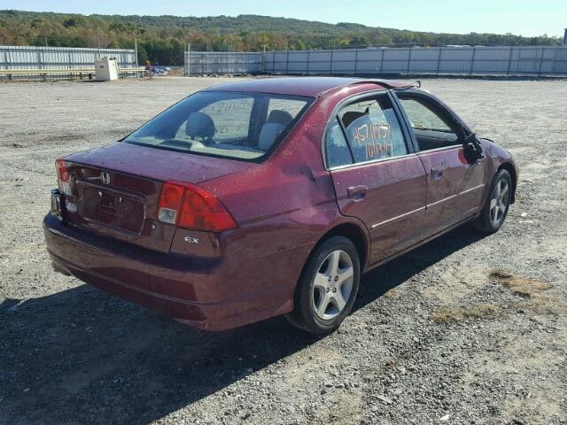 2HGES26704H602223 - 2004 HONDA CIVIC EX BURGUNDY photo 4