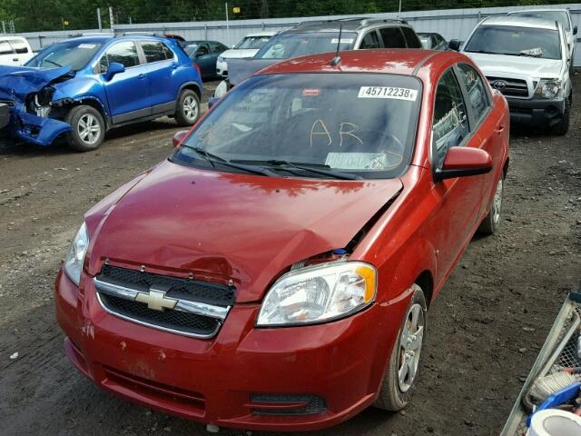 KL1TD56E79B344886 - 2009 CHEVROLET AVEO LS RED photo 2