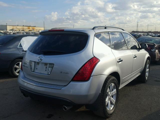 JN8AZ08W77W616650 - 2007 NISSAN MURANO SL SILVER photo 4