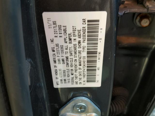 1HGCP2F47CA049159 - 2012 HONDA ACCORD LXP GRAY photo 10