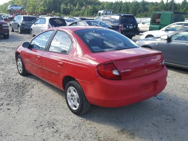 1B3ES46C3YD842071 - 2000 DODGE NEON BASE RED photo 3