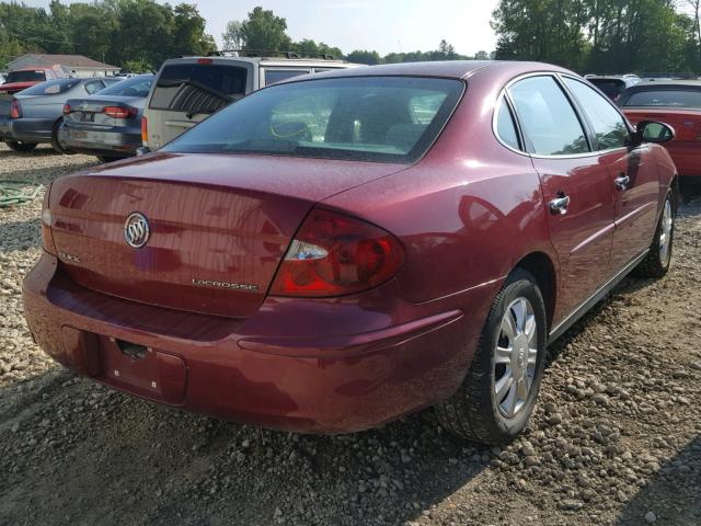 2G4WC532551335516 - 2005 BUICK LACROSSE C MAROON photo 4