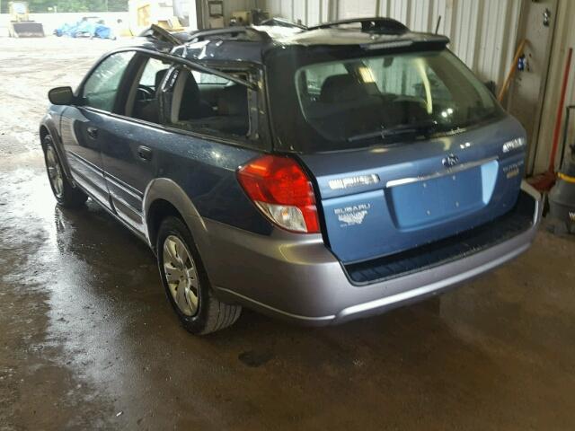 4S4BP60C187350396 - 2008 SUBARU OUTBACK BLUE photo 3