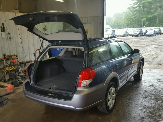 4S4BP60C187350396 - 2008 SUBARU OUTBACK BLUE photo 4