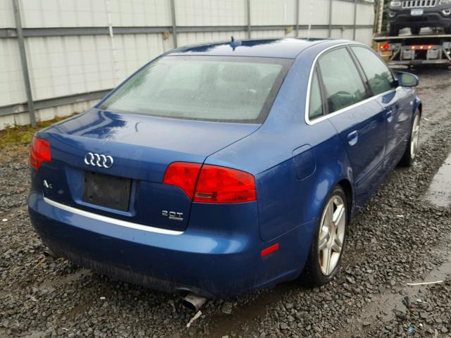 WAUDF78E97A142728 - 2007 AUDI A4 2.0T QU BLUE photo 4