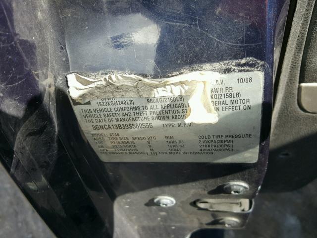 3GNCA13B39S560556 - 2009 CHEVROLET HHR LS Mavi foto 10