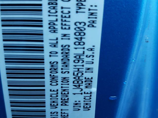 1J4BA5H19AL184803 - 2010 JEEP WRANGLER U BLUE photo 10