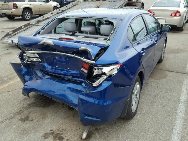 19XFB2F50EE021254 - 2014 HONDA CIVIC LX BLUE photo 4