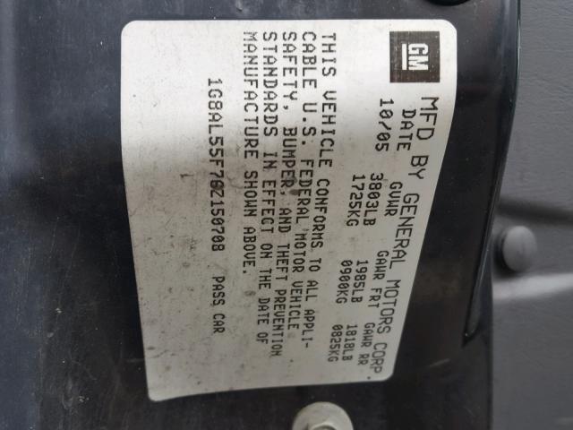 1G8AL55F76Z150708 - 2006 SATURN ION LEVEL GRAY photo 10