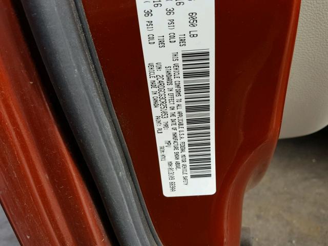 2C4RDGCG3CR251053 - 2012 DODGE GRAND CARA ORANGE photo 10