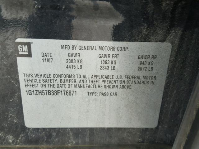 1G1ZH57B38F176871 - 2008 CHEVROLET MALIBU 1LT BLACK photo 10