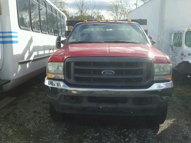 1FDXF46P04EA60499 - 2004 FORD F450 RED photo 9