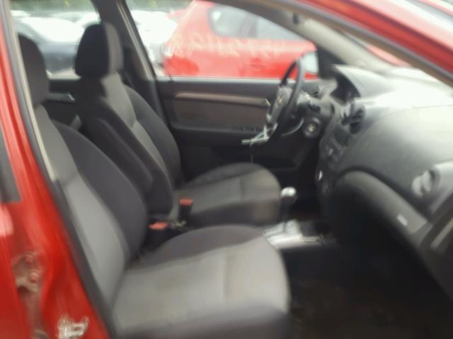 KL1TD66E19B309380 - 2009 CHEVROLET AVEO LS RED photo 5