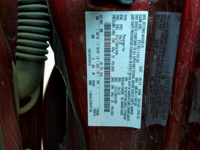 1FADP3K28EL176836 - 2014 FORD FOCUS SE RED photo 10