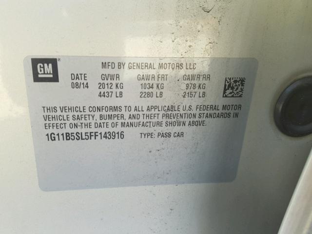 1G11B5SL5FF143916 - 2015 CHEVROLET MALIBU LS GOLD photo 10